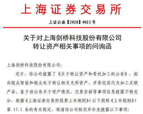劍橋科技轉(zhuǎn)讓資產(chǎn)引監(jiān)管問詢 賬面為零評估卻值2560萬，技術(shù)開發(fā)背后是否暗藏關(guān)聯(lián)？